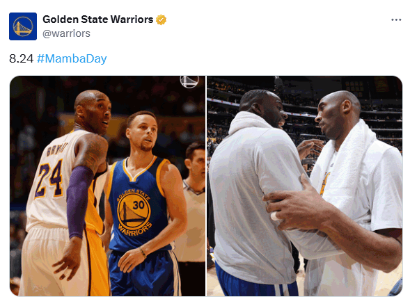 湖人官方纪念科比日!东契奇晒合影怀念科比 勇士雄鹿等队缅怀科比